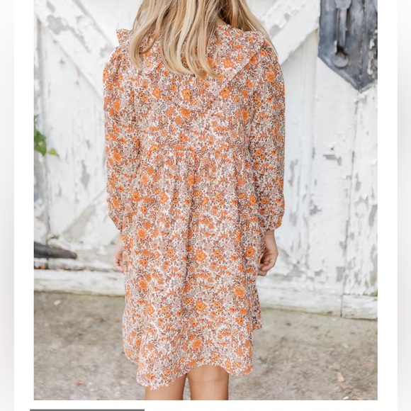 PINK LILY PUT ON A SHOW KIDS 2T ORANGE FLORAL MIDI DRESS - Picture 3 of 3